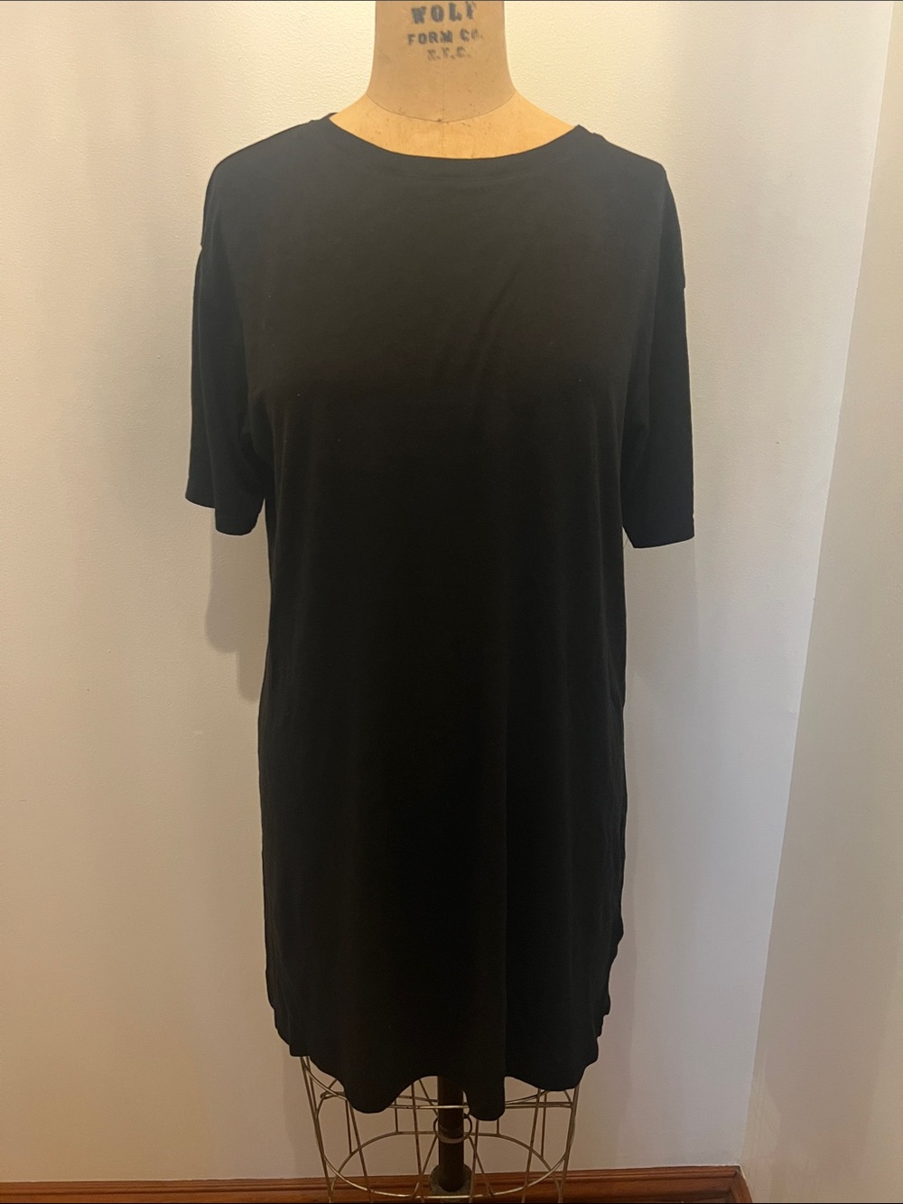 H&M Divided Cotton Round Neck Short Sleeve T-Shirt Dress Black M